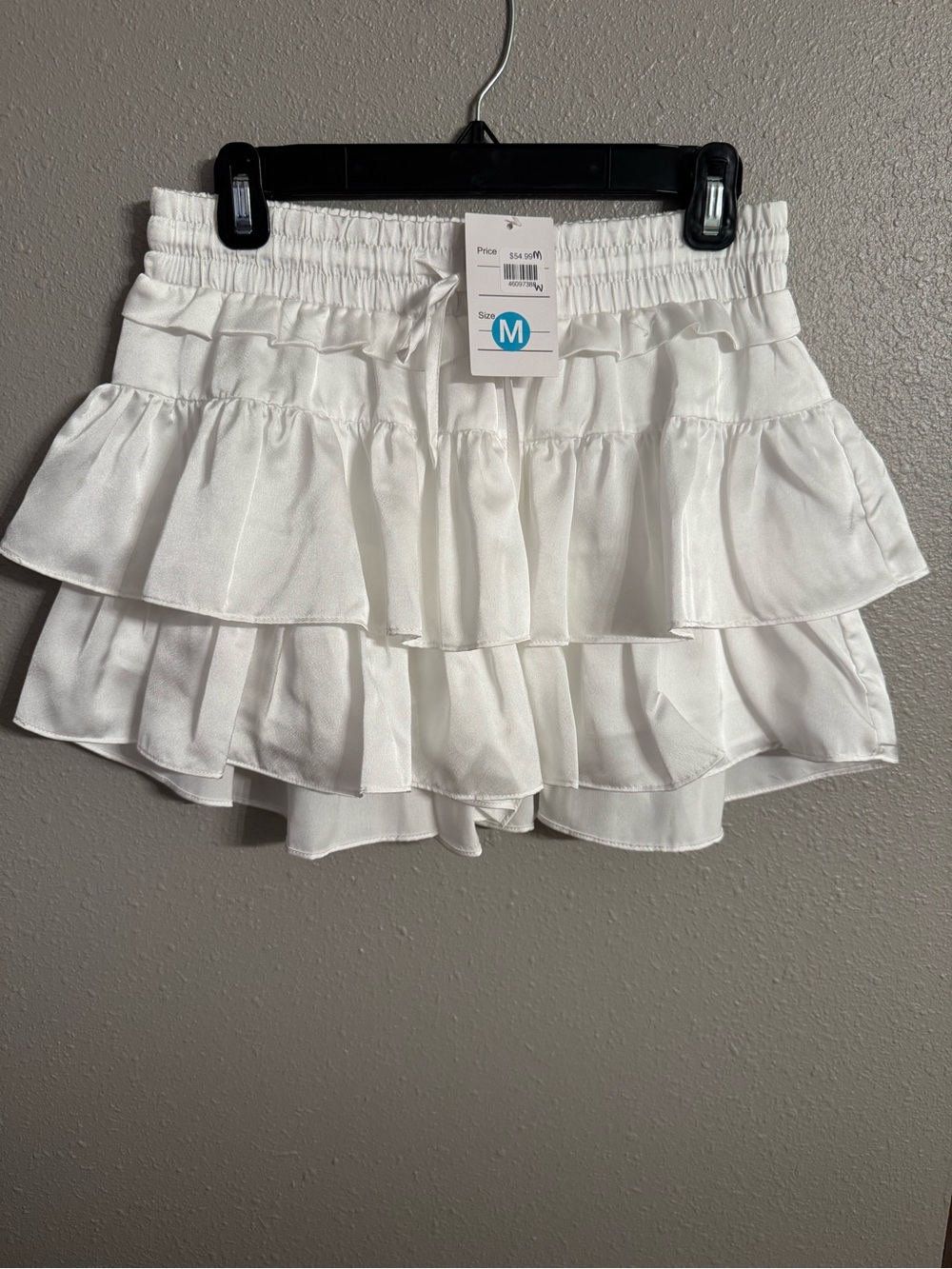 Women’s White Ruffle Tiered Skort with Elastic Waist